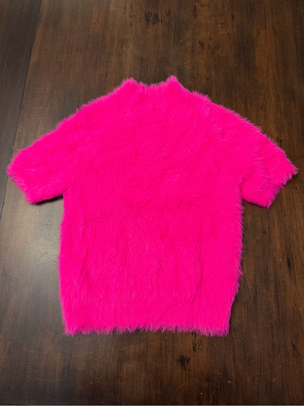 Pilcro Plush Faux-Fur Short Sleeve Sweater - Hot Pink